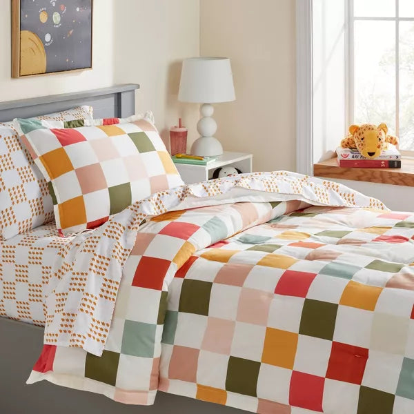 Kids' Comforter Set Checkered Full/Queen