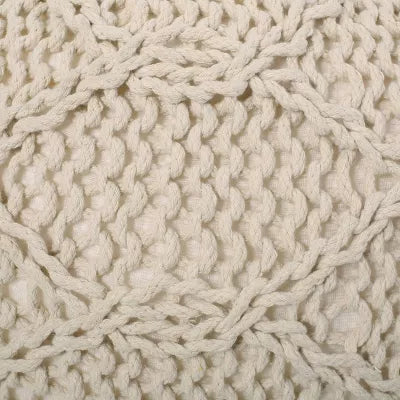 Morven Modern Knitted Cotton Round Pouf