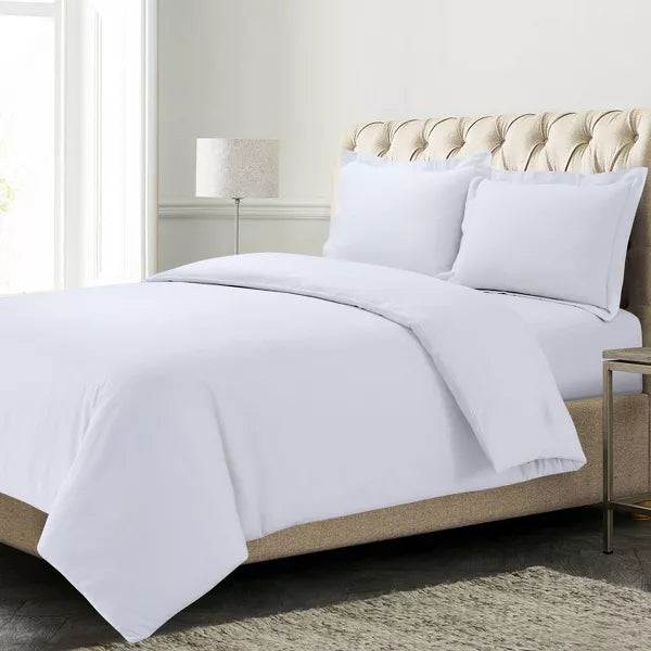 Solid Cotton Flannel Oversized Duvet Cover Set Queen