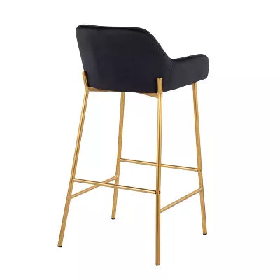 Set of 2 Daniella Metal/Velvet Barstools