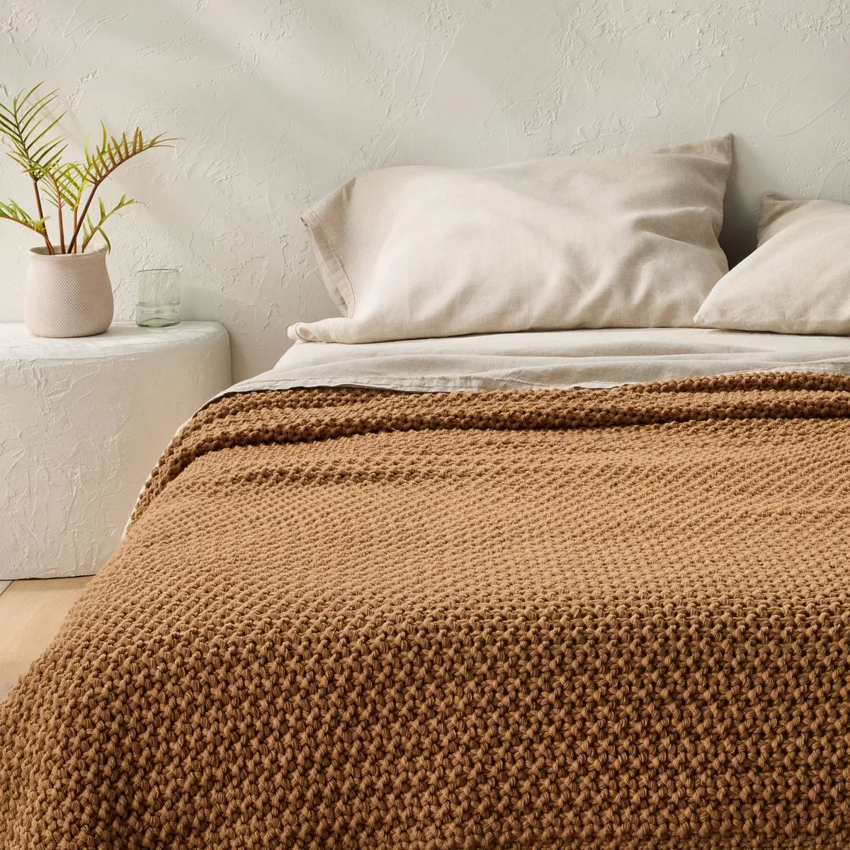 Chunky Knit Bed Blanket - Full/Queen