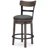 Caitbrook Counter Height Barstool Gray - Polyester Upholstery, Nailhead Trim, Swivel Seat