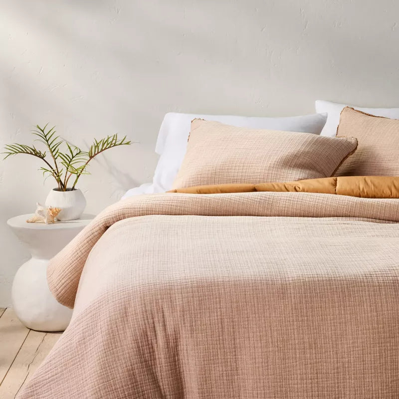 Textured Chambray Comforter & Sham Set -Full/Queen