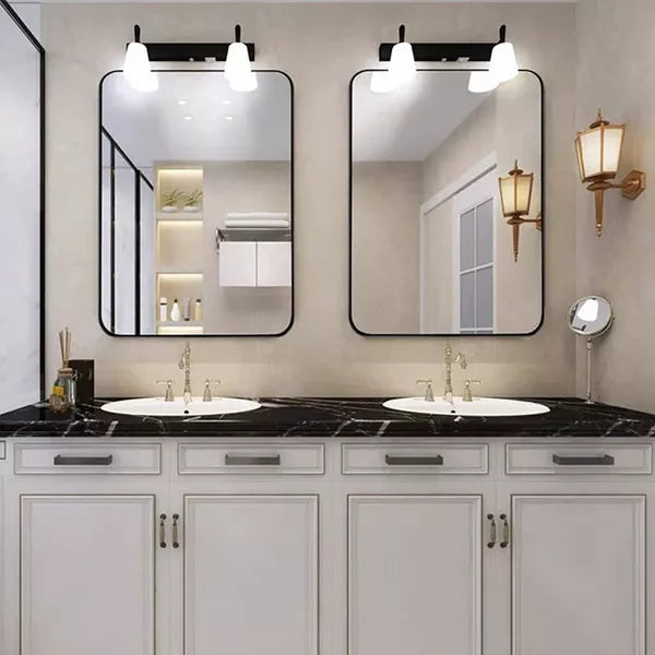Rectangle Bathroom Mirrors With Rounded Corner, Multipurpose Usage Vanity Makeup Aluminium Framed