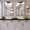 Rectangle Bathroom Mirrors With Rounded Corner, Multipurpose Usage Vanity Makeup Aluminium Framed