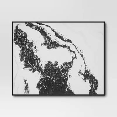 2pk Marble Framed Printed Canvases Black/Tan - Modern Abstract Digital Art, Polystyrene Frame