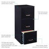 Industries Space Solutions File Cabinet 3 Drawer - Black: Vertical Steel Storage, GreenGuard Certified