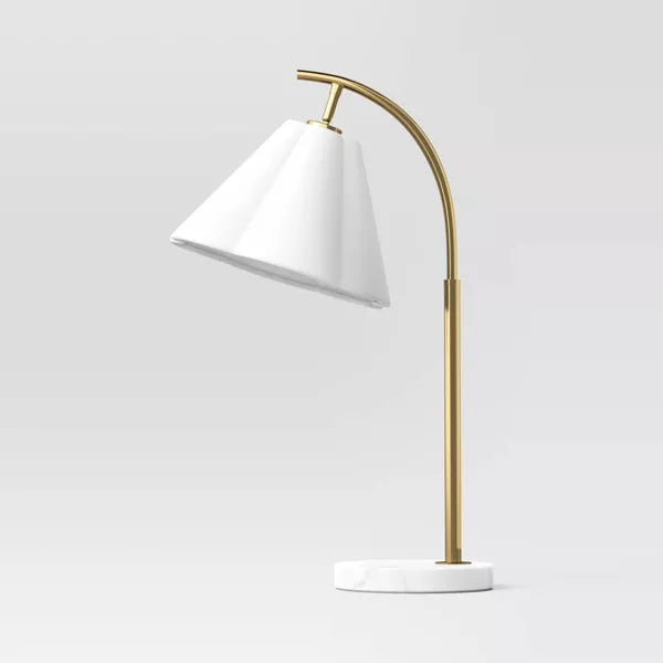 Scalloped Table Lamp with Marble BASE ONLY - White