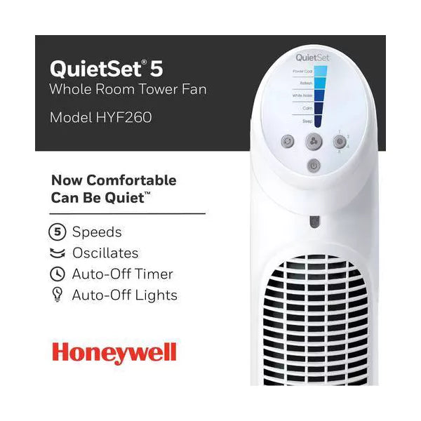 5 Speed Oscillating Tower Fan White: Standing Floor Fan, Quiet Cooling