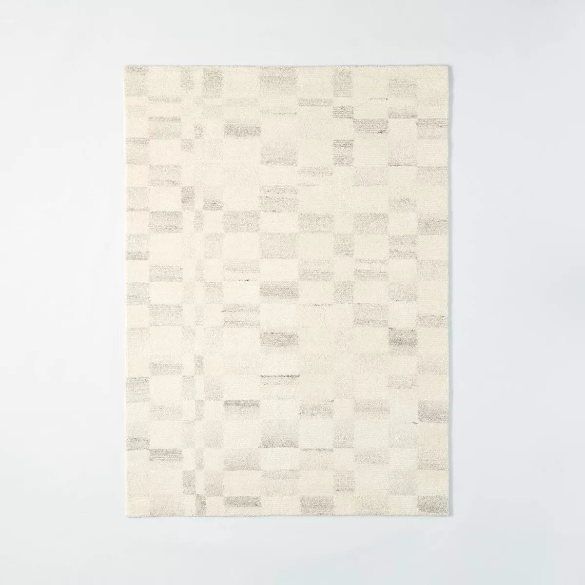 Irregular Checkerboard Tufted Rug Cream 7'x10'