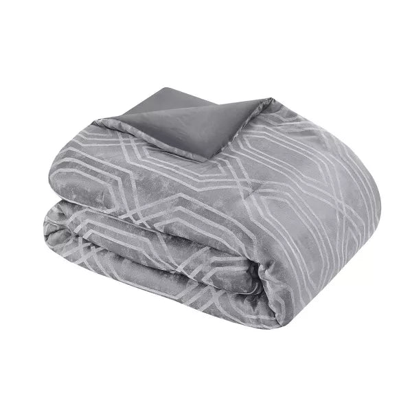 Aya Jacquard Geo Comforter & Sheets Bedding Set Gray Queen