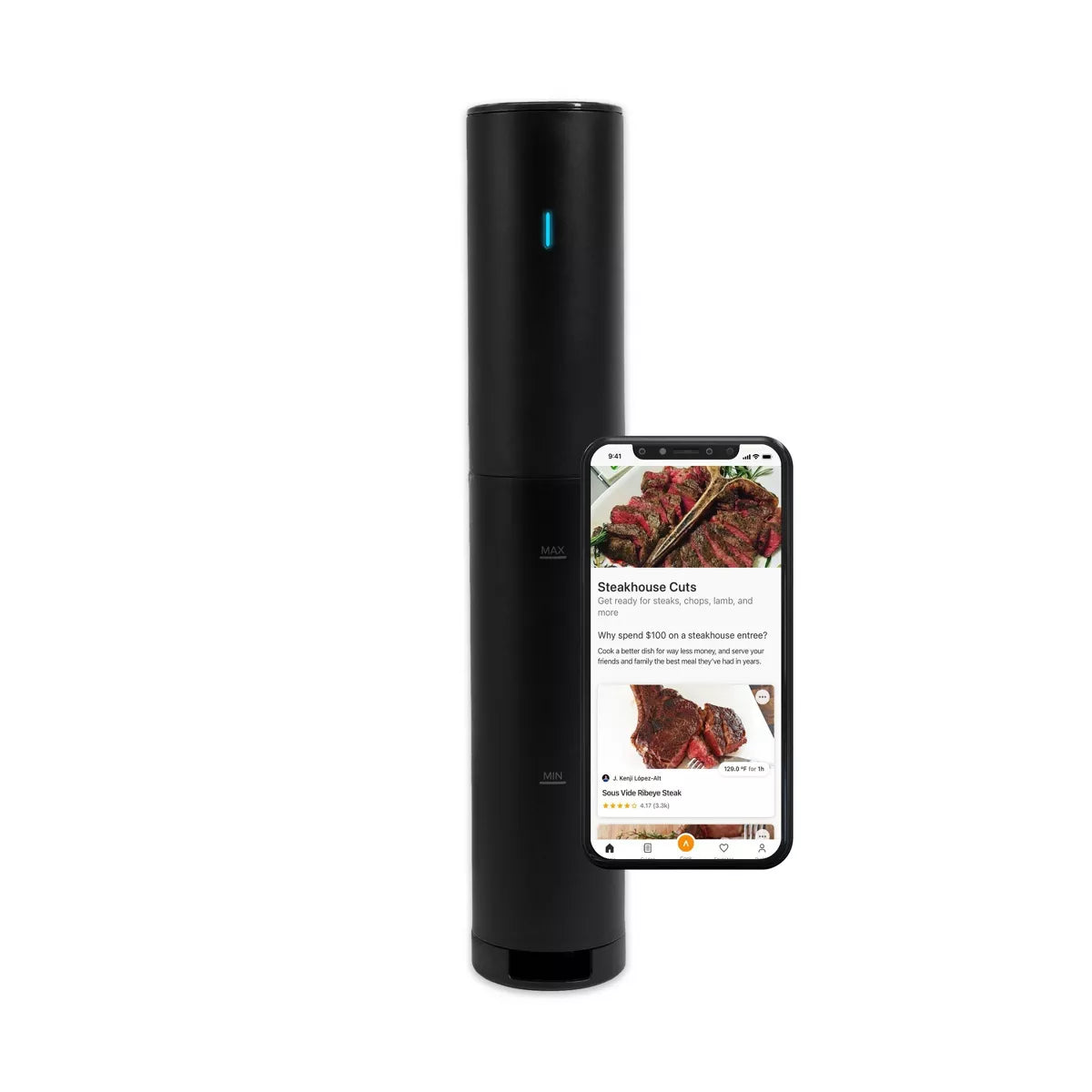 Precision Cooker Mini Sous Vide Immersion Circulator Black: Smartphone App Control, Automatic Shut-Off