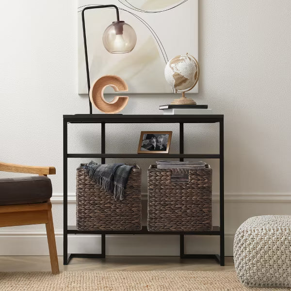 Water Hyacinth Storage Baskets - Set of 4 Collapsible Cubes, Woven Bin Organizers