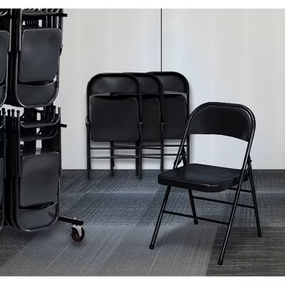 Metal Folding Chair Black - Set of 2