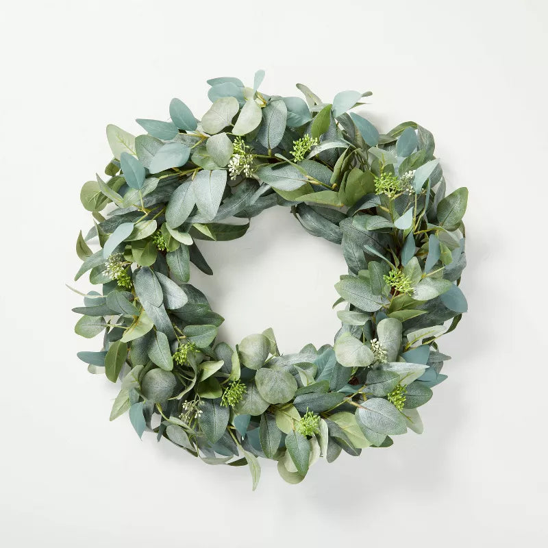 Faux Mixed Eucalyptus Wreath - Indoor/Outdoor, Unlit, Wall Decor