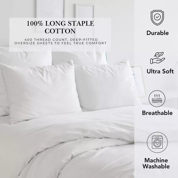 400 Thread Count Deep Pocket Long Staple Cotton Sheet Set Twin