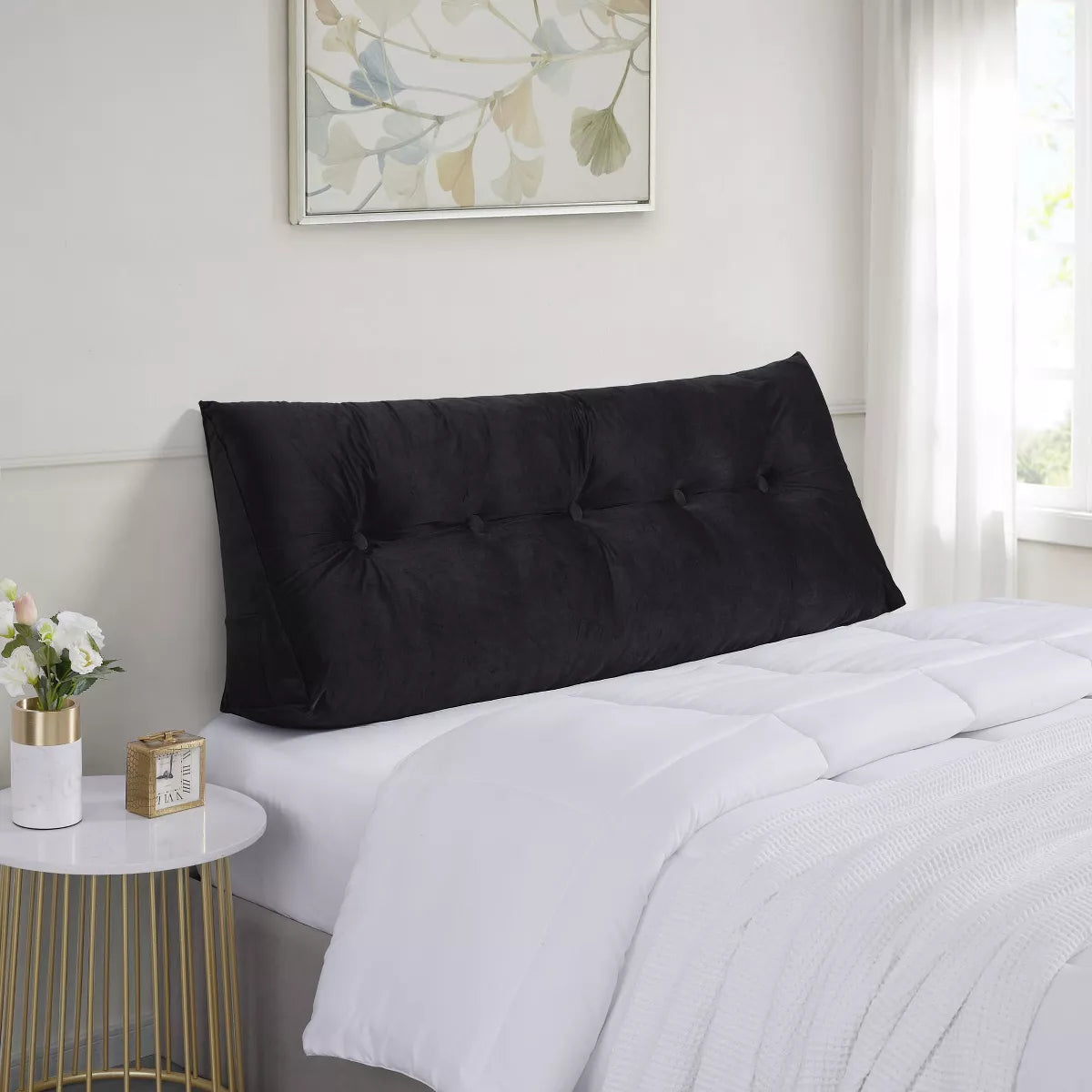 Bed Wedge and Gap Filler Pillow for Headboard with Side Pockets - King