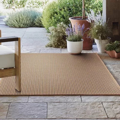 Micro Grid Rectangular Woven Indoor Outdoor Area Rug - 7x10'