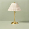 Brass Accent Table Lamp with Classic Plaid Shade Cream/Tan
