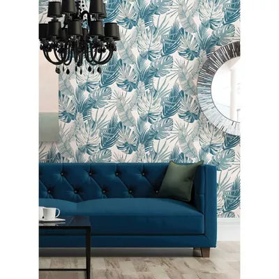 Blue Palmero Peel and Stick Wallpaper - Set of 2