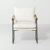 Cushioned Metal & Wood Accent Arm Chair