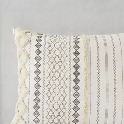 3pc Imani Cotton Printed Duvet Cover Set with Chenille - Full/Queen