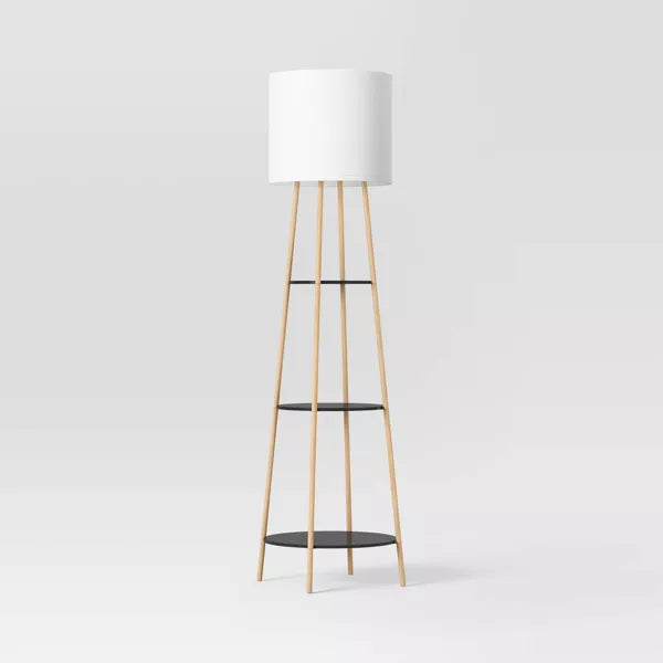 Shelf Floor Lamp Black/Natural - BASE ONLY