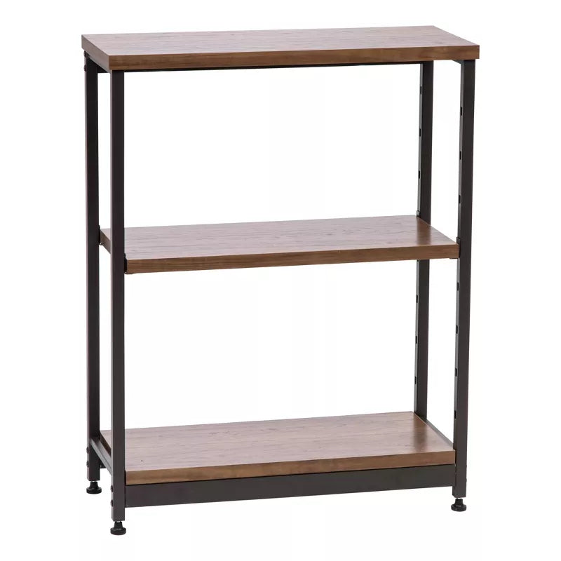 Wood and Metal Shelf Brown/Black