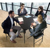 5pc Folding Table Set Black: Vinyl Padded