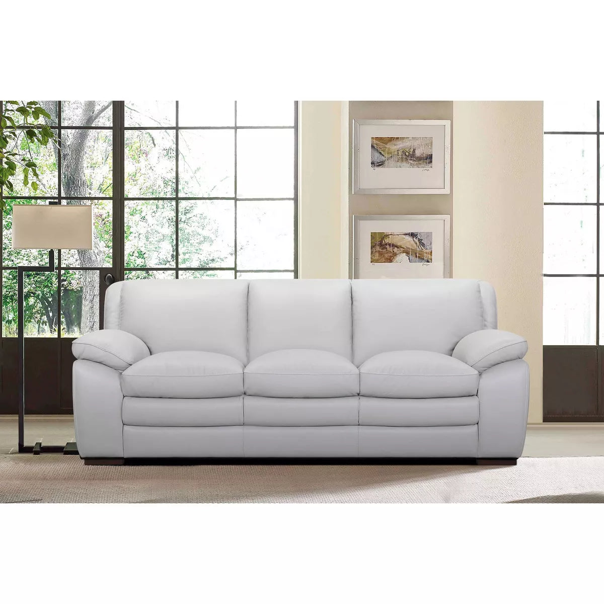 Zanna Genuine Leather Sofa Dove Gray