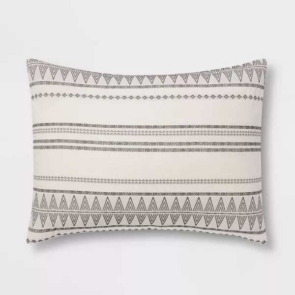5pc Woven Diamond Stripe Comforter Set Cream/Black - King