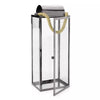 Stainless Steel Larry Lantern Candle Holder Silver: Modern Outdoor Decor, Tempered Glass Panels