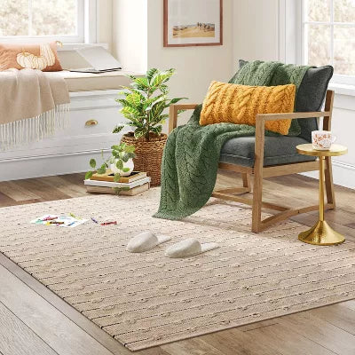 Woven Striped Flatweave Rug Black/Cream - 5' x 7'