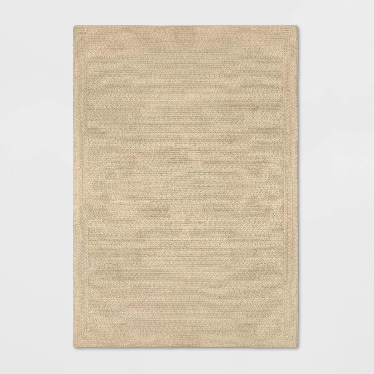 Natural Woven Rectangular Braided Outdoor Rug Heathered Cream 7'x10'