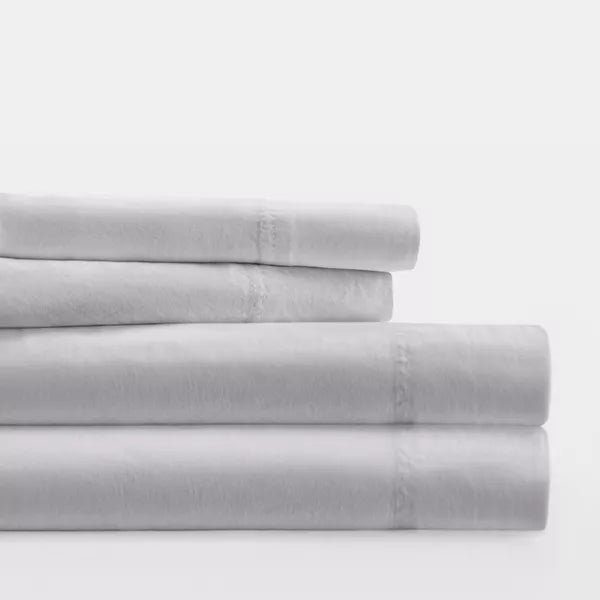 300 Thread Count 100% Cotton 4 Piece Solid Sheet Set Sateen Weave - King