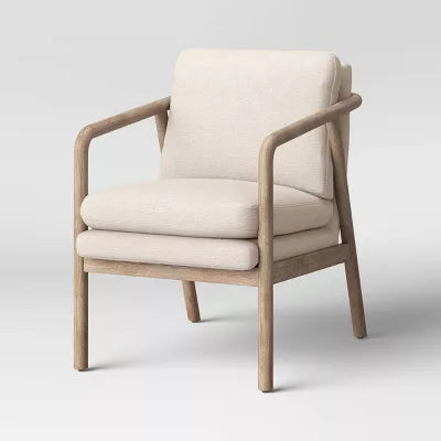 Tufeld Wood Armchair Beige - Modern Accent Furniture, No Assembly Required