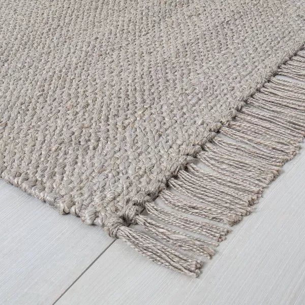 Bleached Jute Fringe Rug 3'x5' Accent
