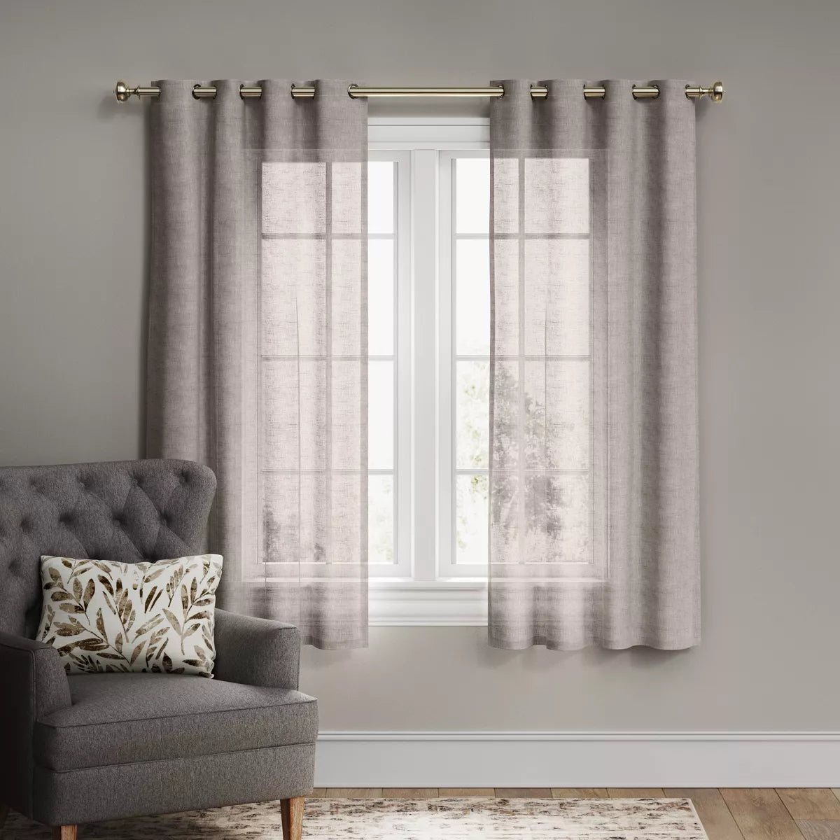 2-Piece Light Filtering Textured Weave Window Curtain Panel