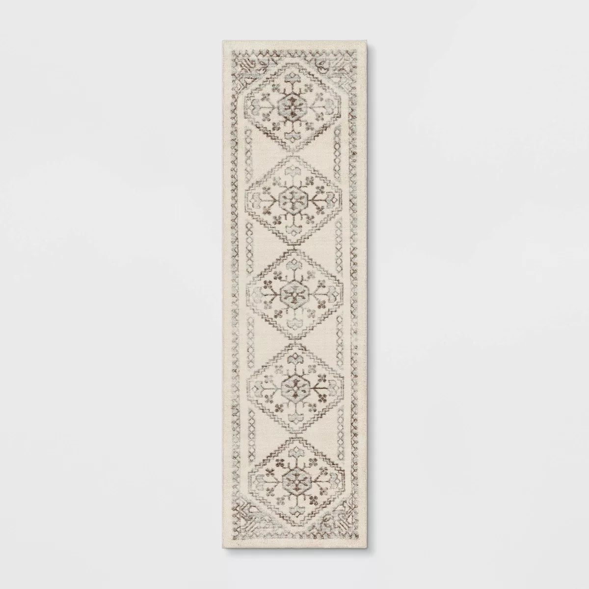 Washable Distressed Persian Accent Rug Cream - 2'x7' Runner