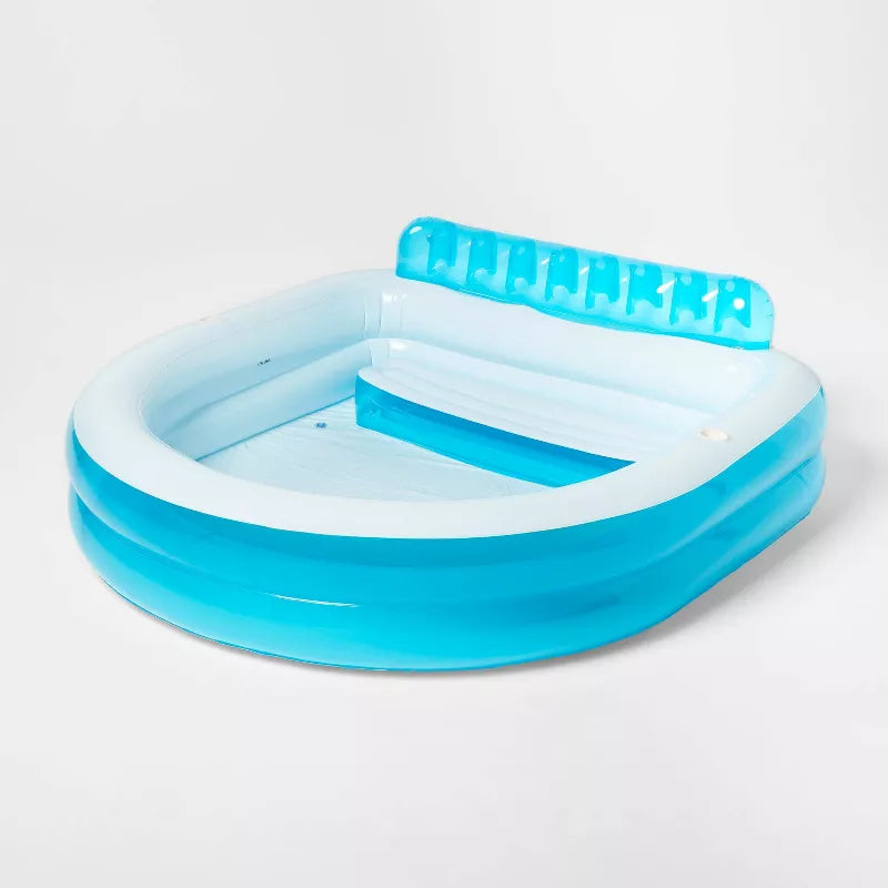 Family Pool with Bench Oval Kiddie Pool -  PVC Liner