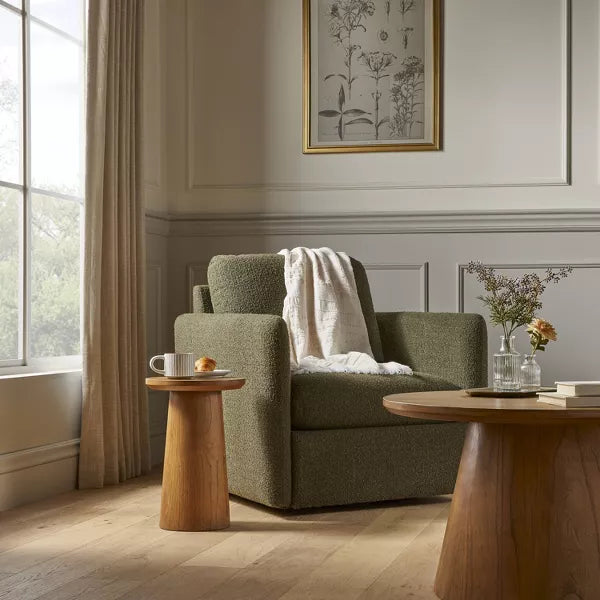 Wooden Round Pedestal Accent Drink Table