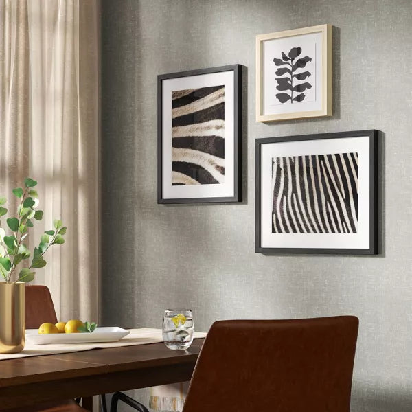 2pc Zebra Close up Glass Framed Wall Posters: Modern Animal Photography Prints