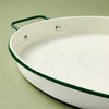 Enamel-Coated Metal Oval Serving Tray Cream/Green