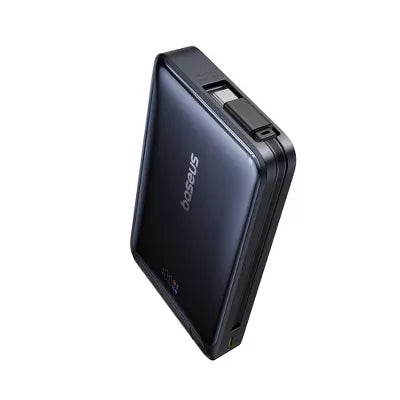 Nomos Qi2 Magnetic Power Bank with Built-In USB-C Cable - Black