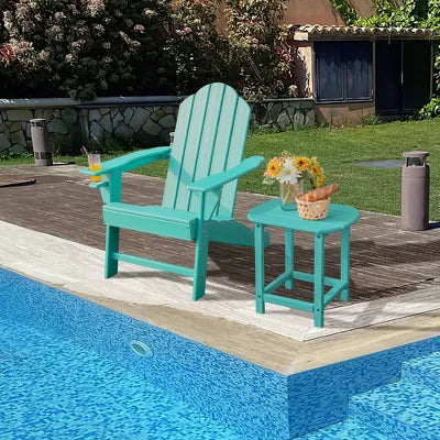Patio Adirondack Chair Weather Resistant W/Cup Holder Turquoise