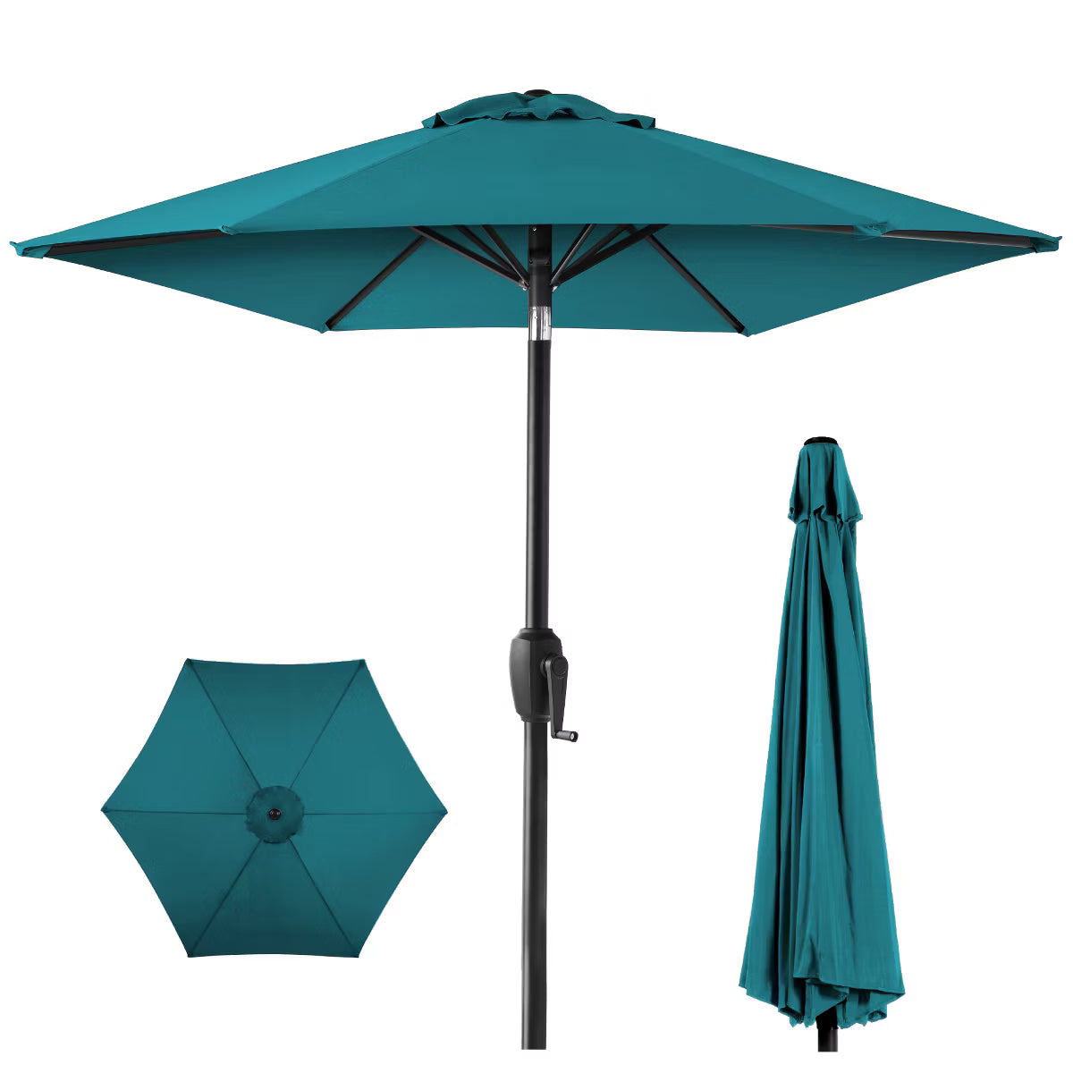 Heavy-Duty Outdoor Market Patio Umbrella w/ Push Button Tilt, Easy Crank