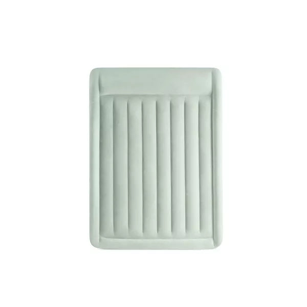 Elevated Pillow Rest Air Mattress with Internal Pump - Off-White/Blue - Queen