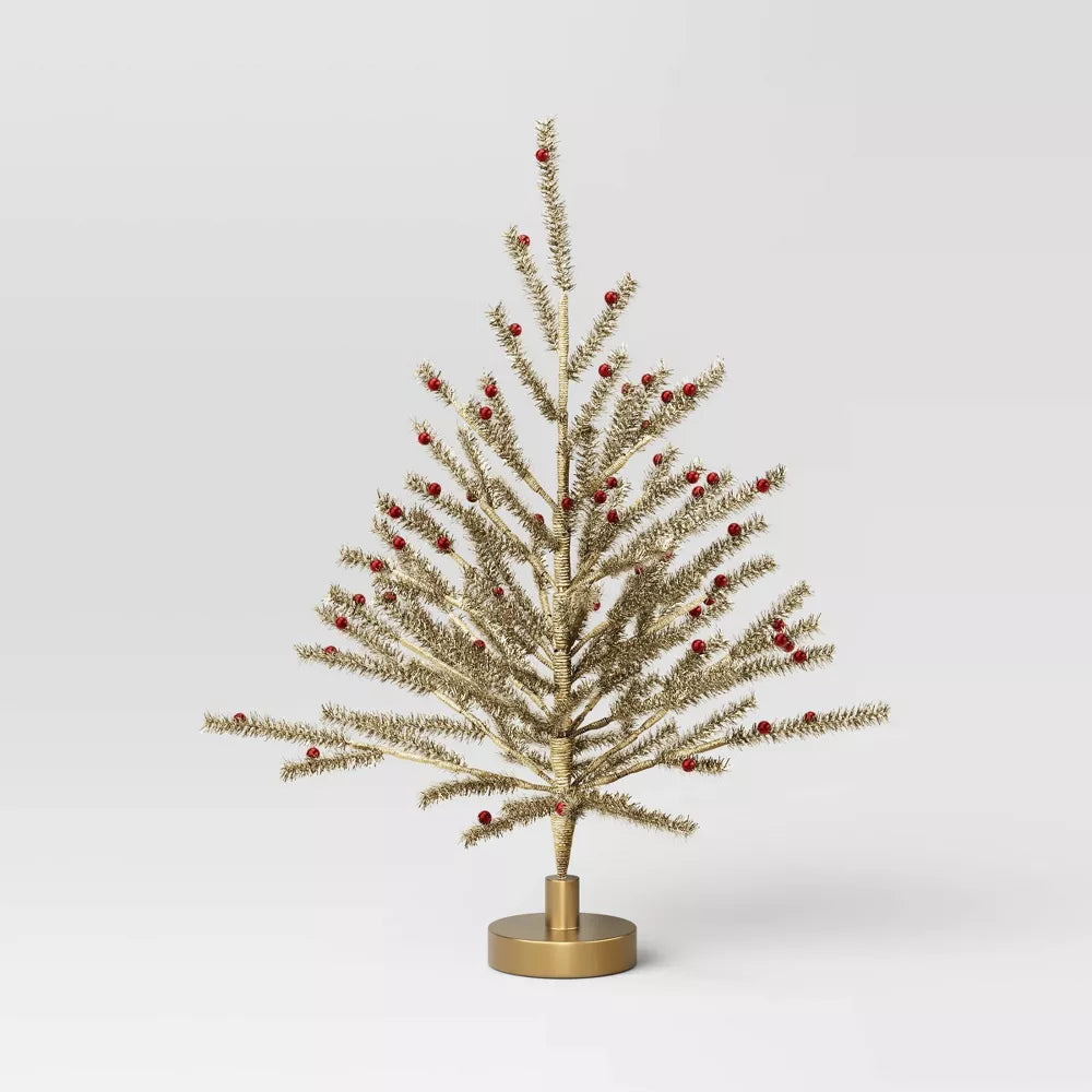 Decorated Gold Tinsel Artificial Christmas Tree, final cut