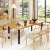 Acacia Wood Dining Table for 8 People, Large Rectangular Patio Table with Built-in Umbrella Hole