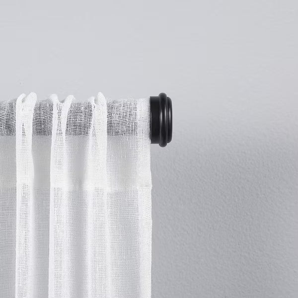 Topper Curtain Rod and Coordinating Finial Set, Matte Black